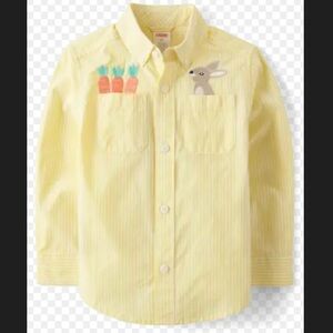 Easter Pinstripe Bunny Poplin Button Up Shirt, Sz 4T